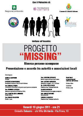 locandina Progetto Missing Penelope Lombardia