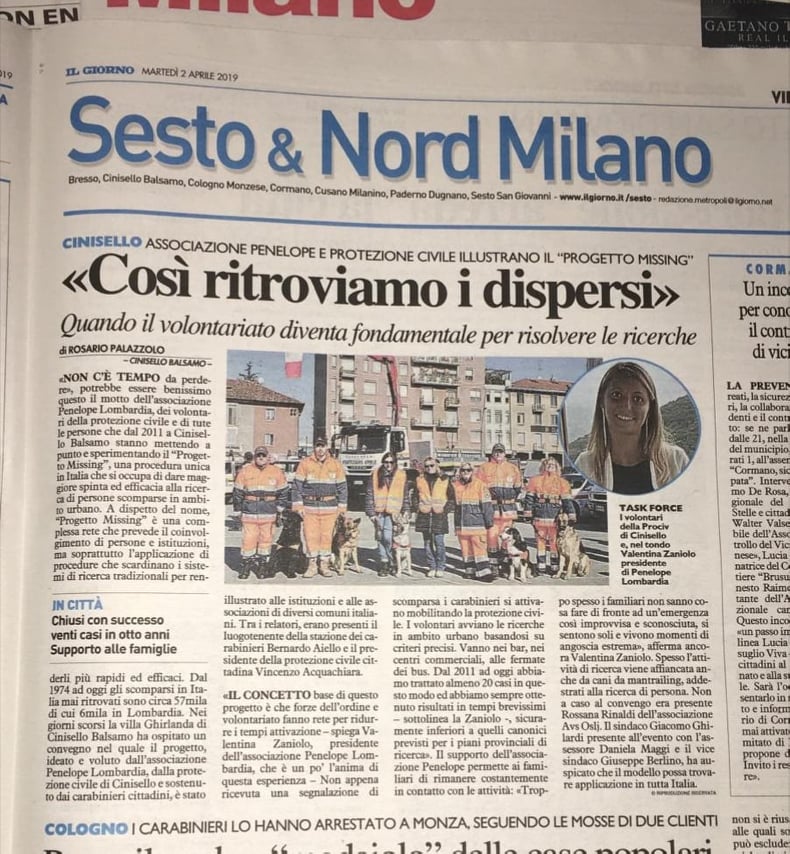 Progetto Missing, articolo su Il Giorno Sesto & Nord Milano