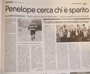 La Prealpina articolo su scomparsi e Associazione Penelope Lombardia