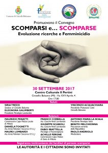 Convegno “SCOMPARSI e… SCOMPARSE” – 30/09/2017 – Cinisello Balsamo (MI) Penelope